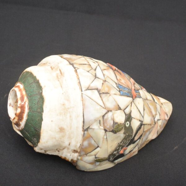 Inca Pututu Shell Trumpet – Mosaic Inlay with Warrior & Animal Motifs - Imagen 1