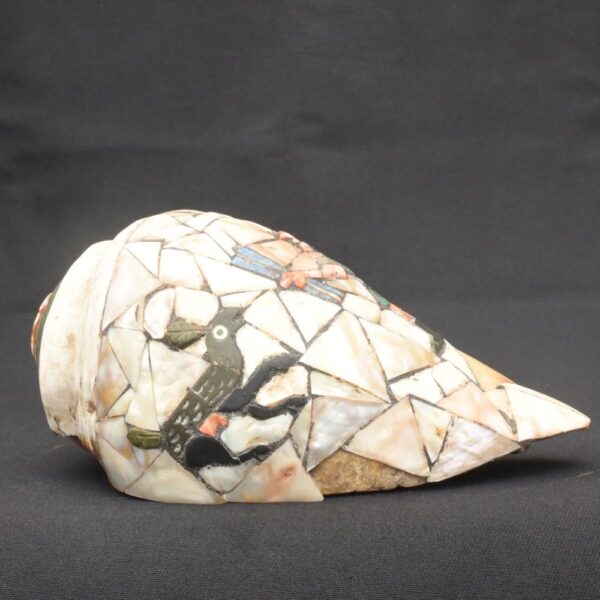 Inca Pututu Shell Trumpet – Mosaic Inlay with Warrior & Animal Motifs - Imagen 3