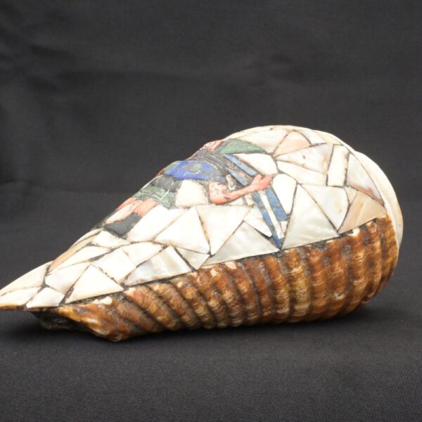Inca Pututu Shell Trumpet – Mosaic Inlay with Warrior & Animal Motifs - Imagen 5