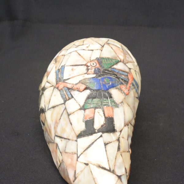 Inca Pututu Shell Trumpet – Mosaic Inlay with Warrior & Animal Motifs - Imagen 9