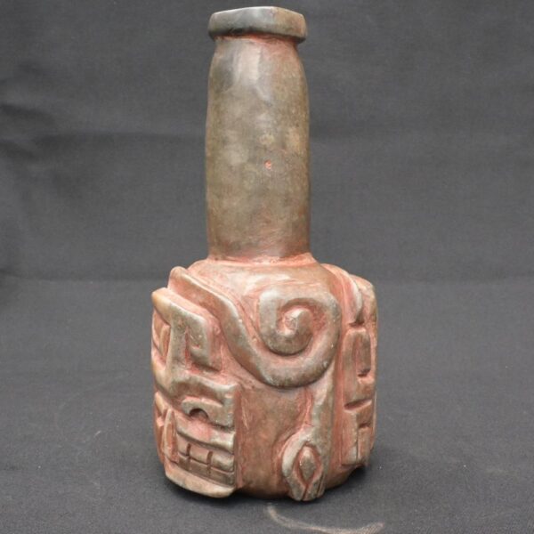 Chavín Granite Ritual Bottle – Twin Feline Faces, Quartz Veins, Hand-Carved - Imagen 8
