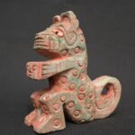 Moche Stone Feline Figure Holding Head – Pre-Columbian Ritual Sculpture