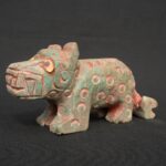 Moche Turquoise Stone Jaguar with Spondylus and Blue Gem Inlays