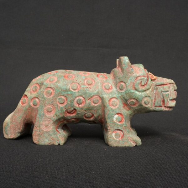 Moche Turquoise Stone Jaguar with Spondylus and Blue Gem Inlays - Imagen 4