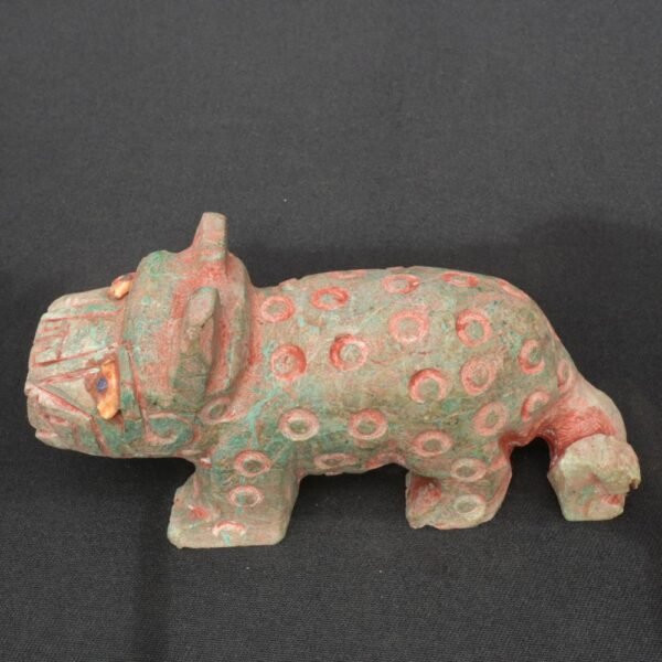 Moche Turquoise Stone Jaguar with Spondylus and Blue Gem Inlays - Imagen 6