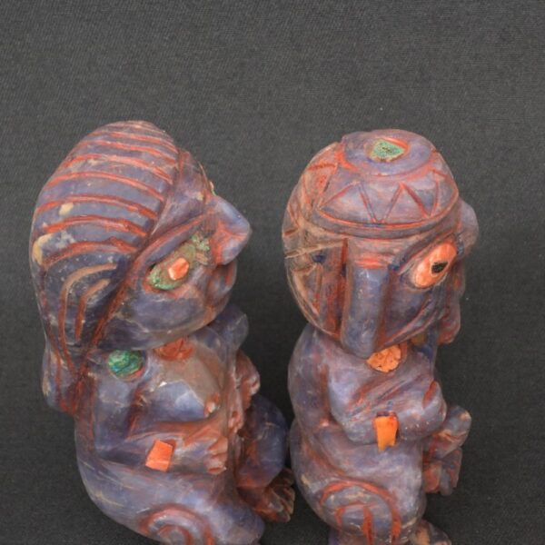 Inca Sodalite Figurines of Pachamama and Pachapapa with Shell Inlays - Imagen 5