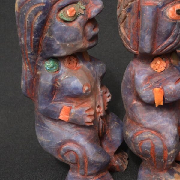 Inca Sodalite Figurines of Pachamama and Pachapapa with Shell Inlays - Imagen 6