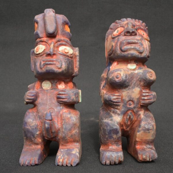 Inca Pair of Pachamama and Pachapapa in Sodalite Inlays - Imagen 1