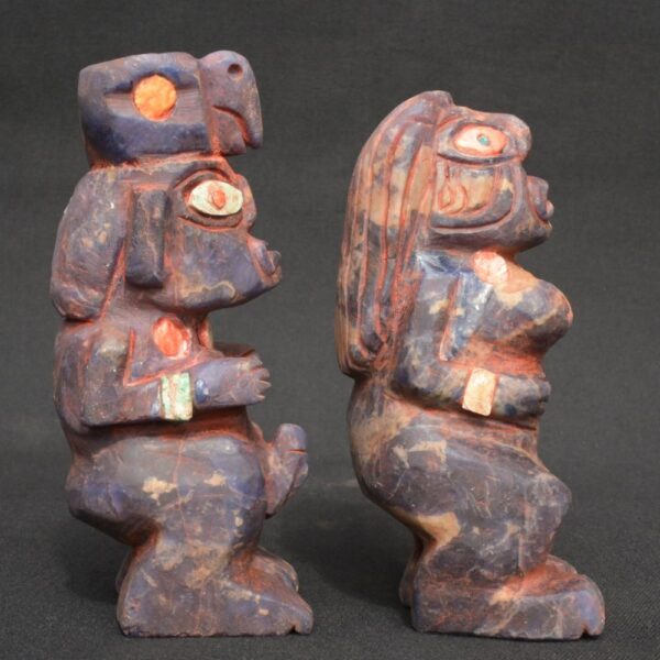 Inca Pair of Pachamama and Pachapapa in Sodalite Inlays - Imagen 4