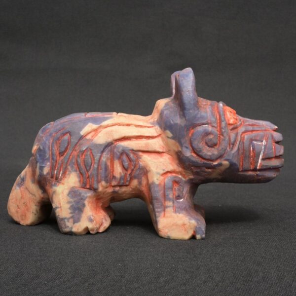 Inca Sodalite Feline Figure – Ritual Carving with Quartz Veins - Imagen 4