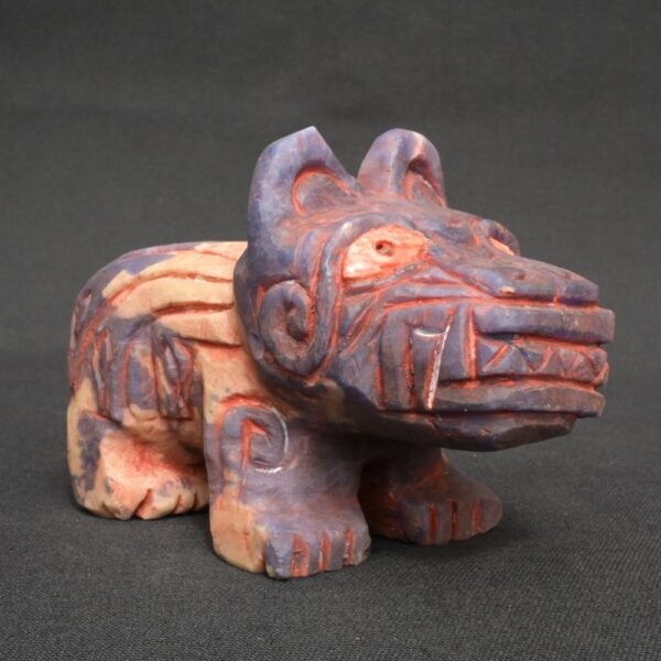 Inca Sodalite Feline Figure – Ritual Carving with Quartz Veins - Imagen 5