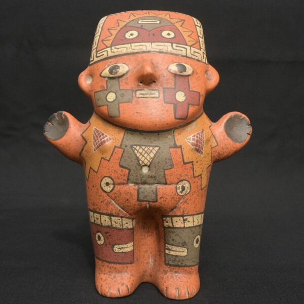 Figura de cerámica Paracas: escultura ritual femeninas con símbolos tradicionales - Imagen 1