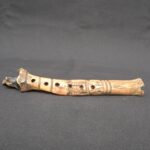 Ancient Bone Quena Flute with Human Carving – Decorative Artifact