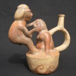 Moche Erotic Stirrup Vessel – Pre-Columbian Ritual Ceramic Sculpture