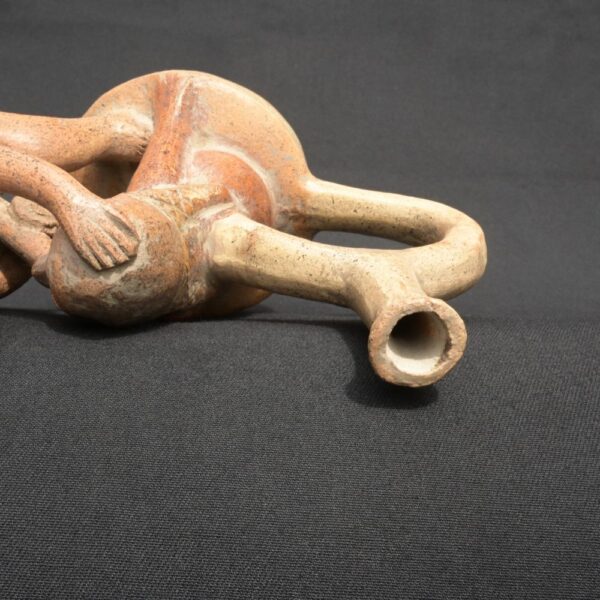 Moche Erotic Stirrup Vessel – Pre-Columbian Ritual Ceramic Sculpture - Imagen 9