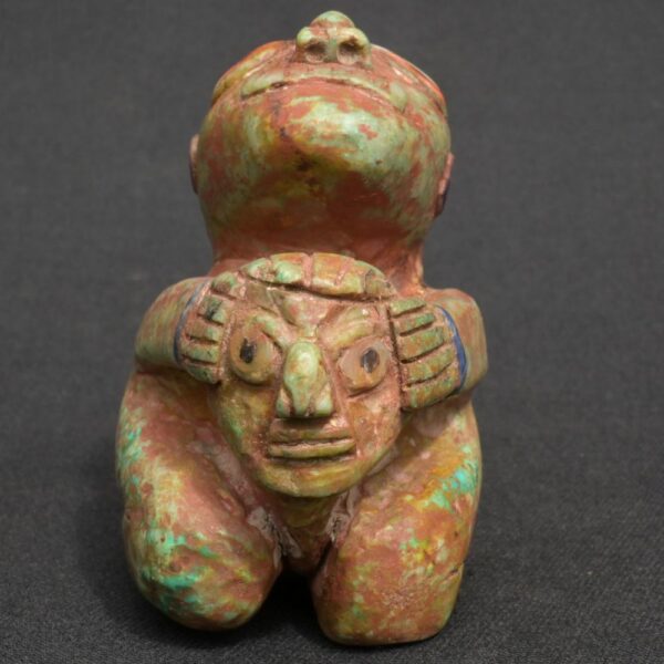 Moche Turquoise Ritual Figure with Stone Inlays – Pre-Columbian Art - Imagen 5