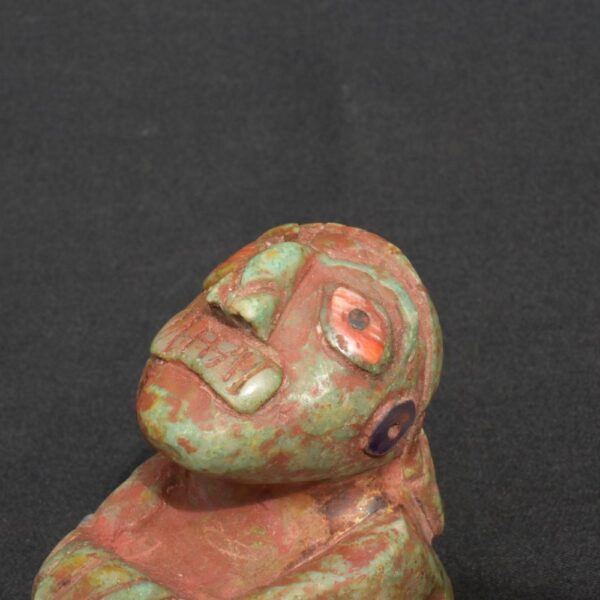 Moche Turquoise Ritual Figure with Stone Inlays – Pre-Columbian Art - Imagen 7