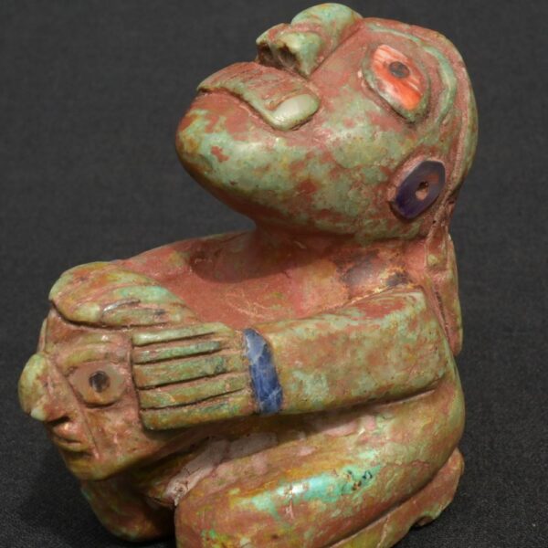 Moche Turquoise Ritual Figure with Stone Inlays – Pre-Columbian Art - Imagen 8