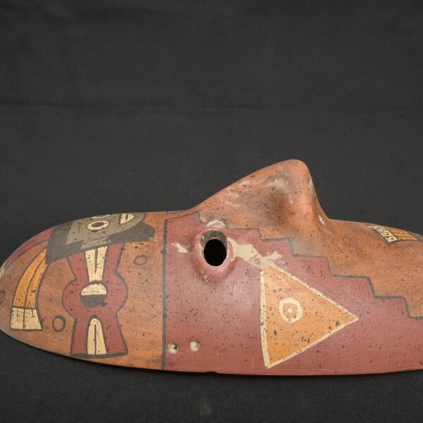 Paracas Ritual Mask in Ceramic – Geometric Motifs and Tribal Colors - Imagen 13