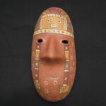 Ceramic Paracas Ritual Mask – Sacred Geometric and Feline Motifs