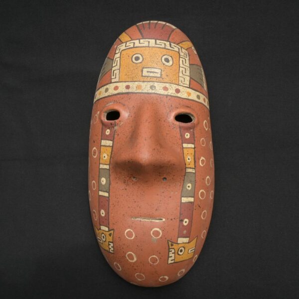 Ceramic Paracas Ritual Mask – Sacred Geometric and Feline Motifs - Imagen 1