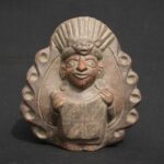Moche Ceramic Ritual Whistle – Figure with Aura and Headdress