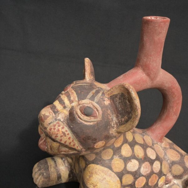 🟡Moche Feline Stirrup-Spout Vessel – Pre-Columbian Ceremonial Pot - Imagen 7