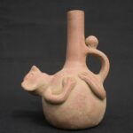 🟡Moche ceramic bottle with a reclining figure – pre-Columbian ritual bottle