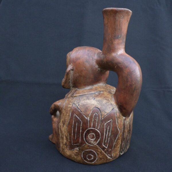 🏷️Cupisnique Ceremonial Bottle | Ancient Andean Pottery with Symbolic Design - Imagen 4