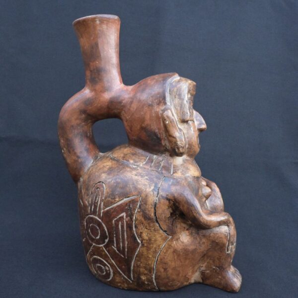 🏷️Cupisnique Ceremonial Bottle | Ancient Andean Pottery with Symbolic Design - Imagen 7