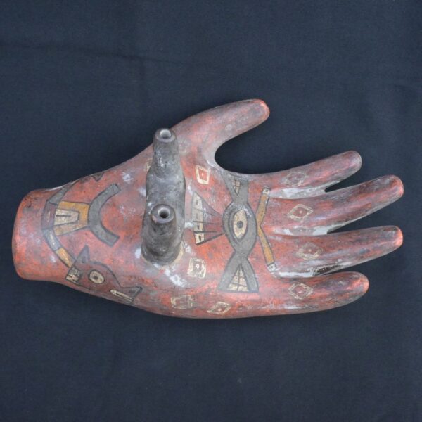 🏷️Nazca Esoteric Hand Bottle | Ancient Ritual Pottery with Eye Symbol - Imagen 1