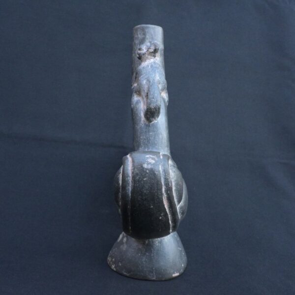 🏷️Black Moche bottle with monkey – unique pre-Columbian ritual pottery - Imagen 3