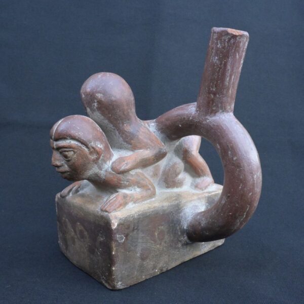 🏷️Moche Erotic Ceramic Vessel – Ancient Pre-Columbian Ritual Bottle - Imagen 4