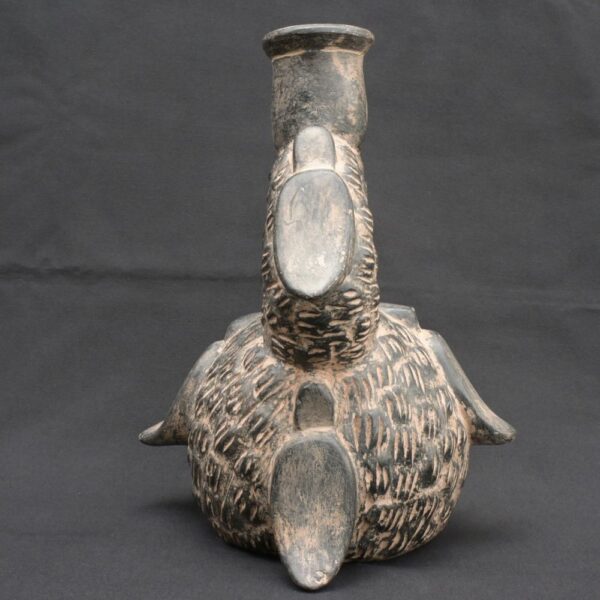 ⚫ Pre-Columbian Chavín Bottle with a Mythical Bird in Black Pottery - Imagen 7