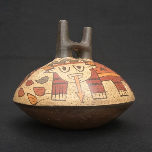 🐍 Nasca Ceramic Painted Bottle with Mythical Figure - Imagen 5