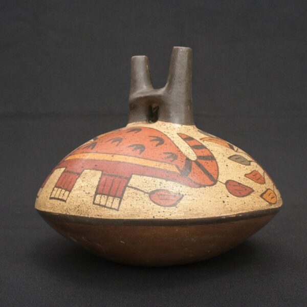 🐍 Nasca Ceramic Painted Bottle with Mythical Figure - Imagen 7