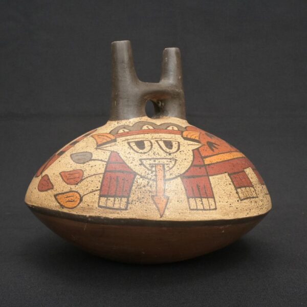 🐍 Nasca Ceramic Painted Bottle with Mythical Figure - Imagen 9