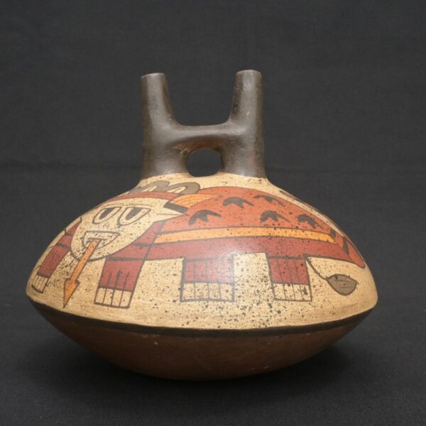 🐍 Nasca Ceramic Painted Bottle with Mythical Figure - Imagen 10