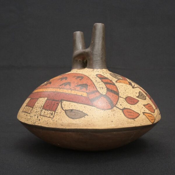 🐍 Nasca Ceramic Painted Bottle with Mythical Figure - Imagen 11