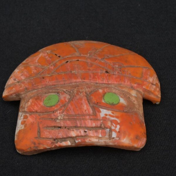 🌞 Chavín Face in Spondylus Shell with Headdress - Imagen 5
