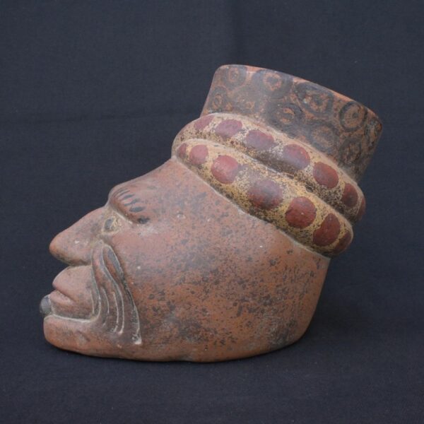 🐍 Tiahuanaco Culture Ceramic Container with Shamanic Human Face - Imagen 4