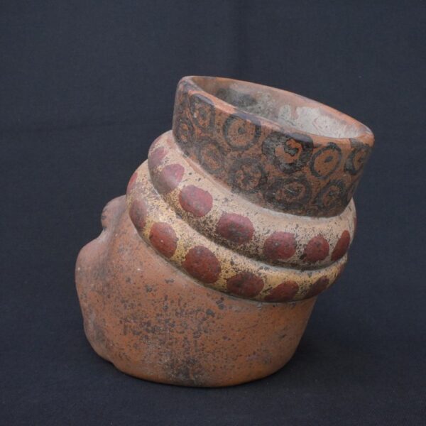 🐍 Tiahuanaco Culture Ceramic Container with Shamanic Human Face - Imagen 5