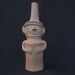 🎶 Inca Culture Ceramic Wind Whistle with a Human Figure and Ritual Headdress