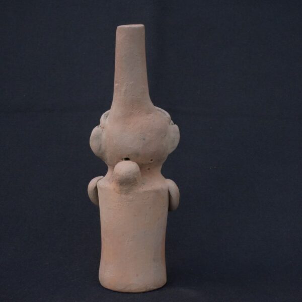 🎶 Inca Culture Ceramic Wind Whistle with a Human Figure and Ritual Headdress - Imagen 3