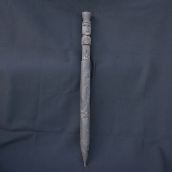 🔱 Inca Culture Ceramic Ceremonial Scepter with Carved Ancestral Figure - Imagen 1