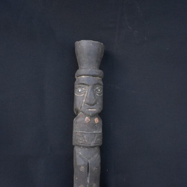🔱 Inca Culture Ceramic Ceremonial Scepter with Carved Ancestral Figure - Imagen 2