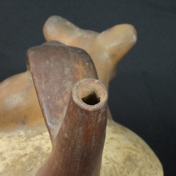 Authentic Pre-Columbian Moche Animal Motif Ceramic Whistle - Image 11