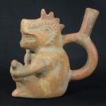 Pre-Columbian Moche Anthropomorphic Ceramic Bottle - Image 2