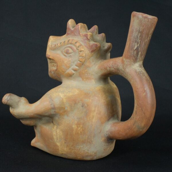 Pre-Columbian Moche Anthropomorphic Ceramic Bottle - Image 3