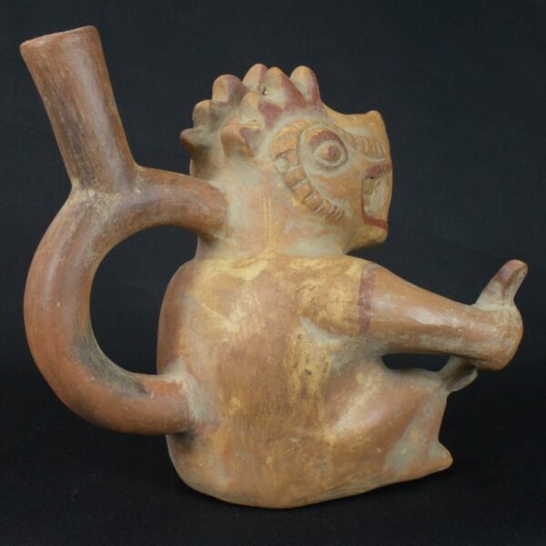 Pre-Columbian Moche Anthropomorphic Ceramic Bottle - Image 5